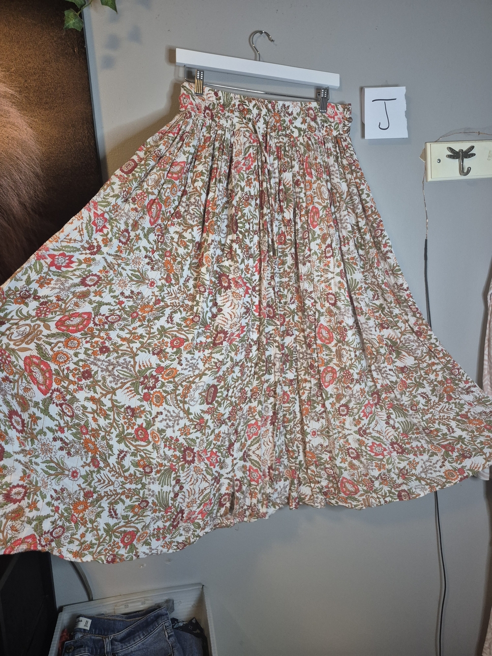 NATURAL LIFE Floral Maxi Skirt in Cream, Coral, Olive